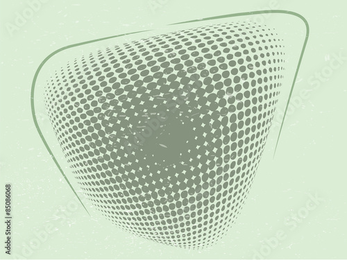 Retro old quadrilateral with halftone effect with waves