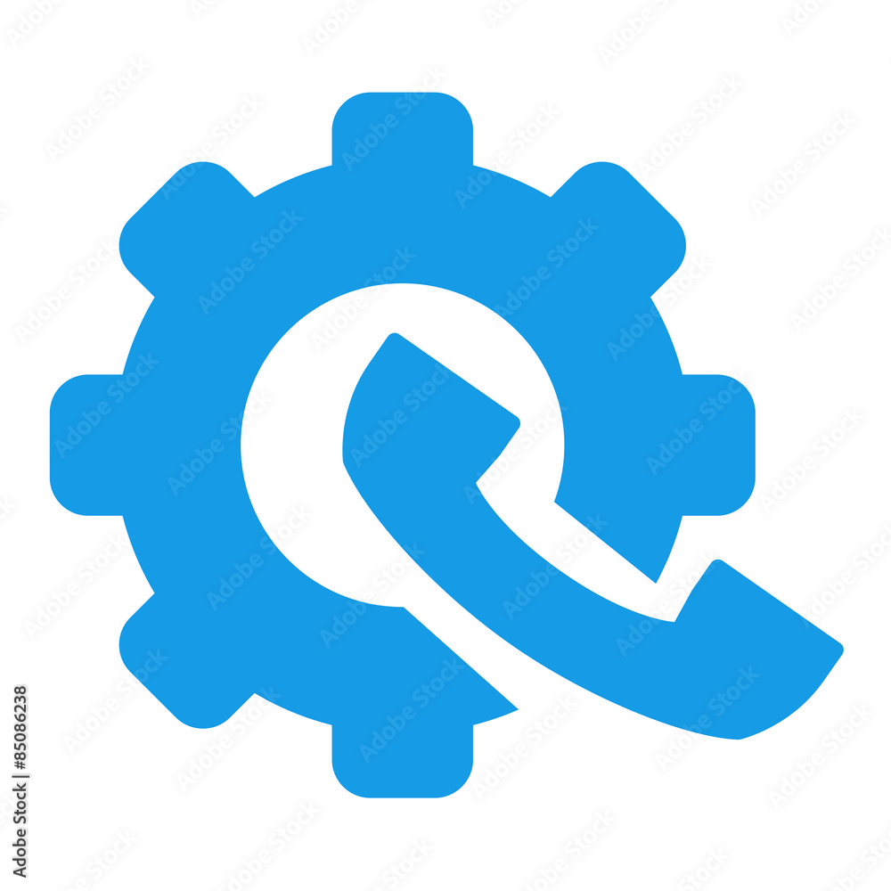 Icono aislado configuracion telefono azul Icono aislado configuracion telefono azul