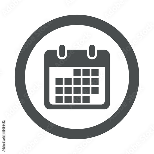Icono redondo simbolo calendario gris