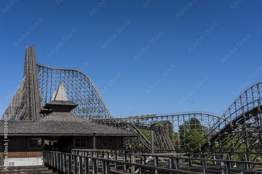 Die größte Holzachterbahn der Welt Stock Photo Adobe Stock