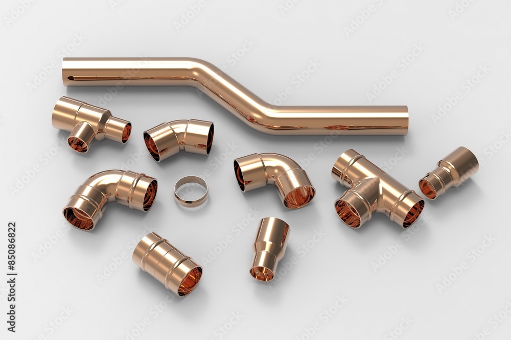 red copper pipe isolated on a white background red copper pipe isolated on a white background