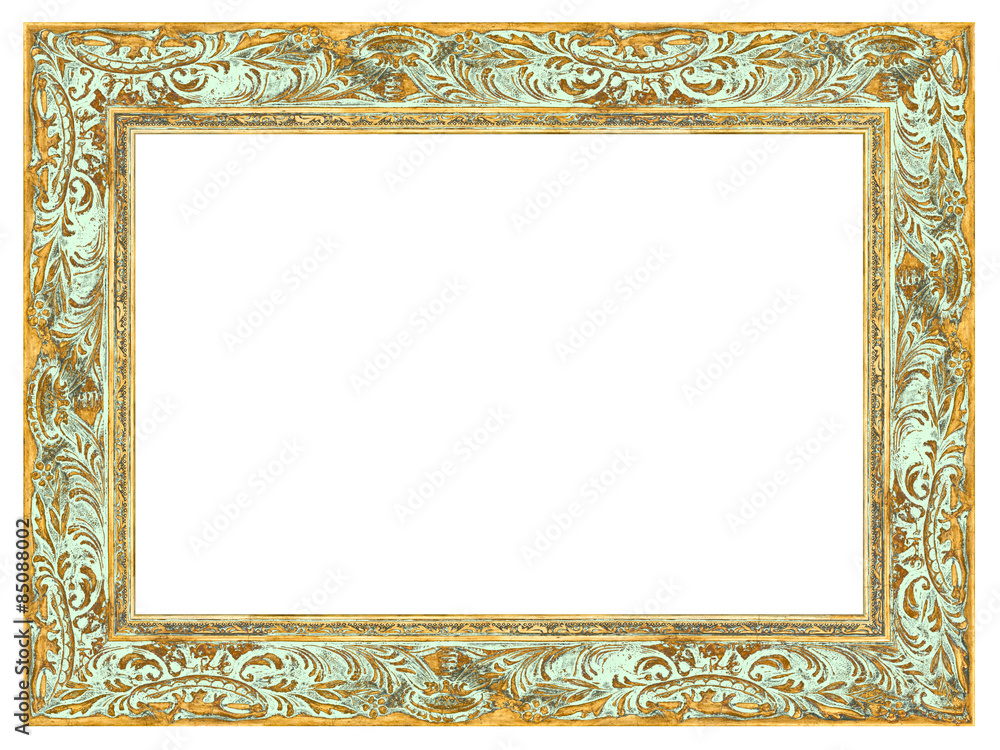 Golden Baroque frame with light green patina