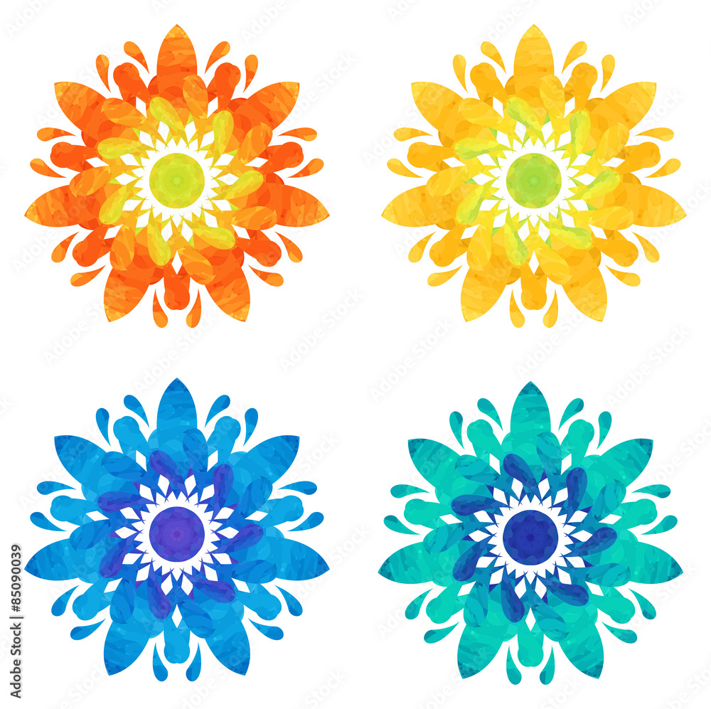Watercolour pattern - Set of four abstract flowers