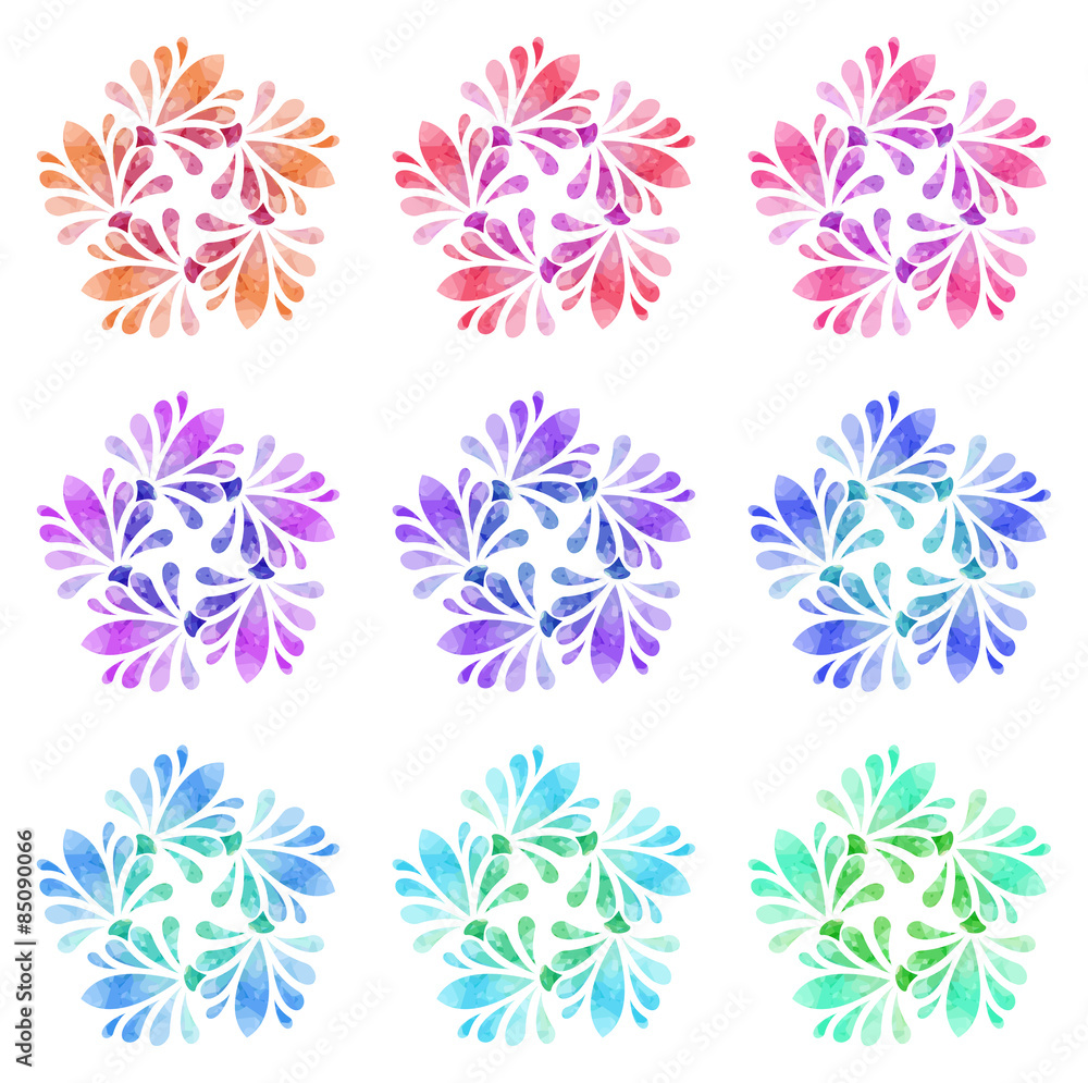 Watercolour pattern - Set of nine abstract flowers Watercolour pattern - Set of nine abstract flowers