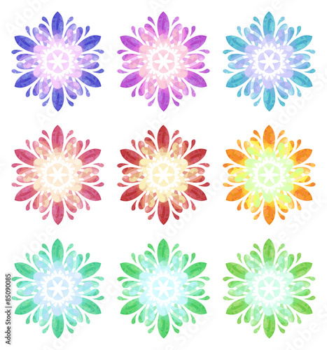Watercolour pattern - Set of nine abstract flowers © Maria Schmitt