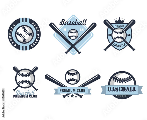 Baseball Emblems or Badges with Various Designs 