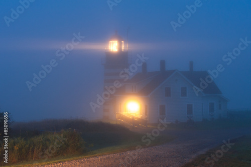 West Quoddy lighthouse on northern Atlantic coastline of Maine
