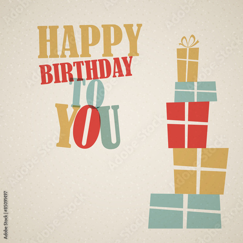 Happy birthday retro vector illustration
