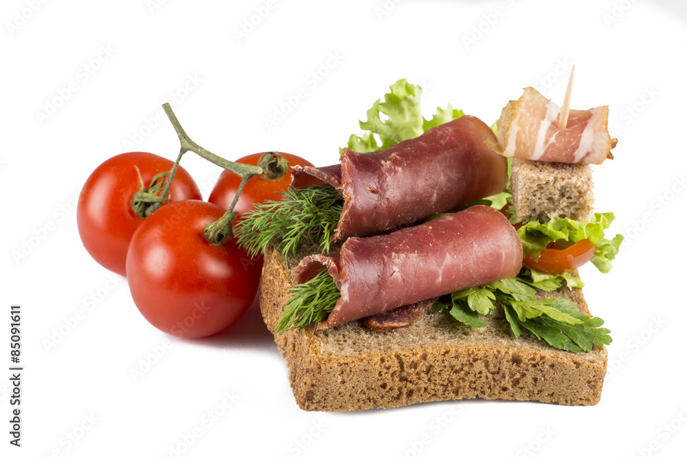 Dried Pork slices isolated