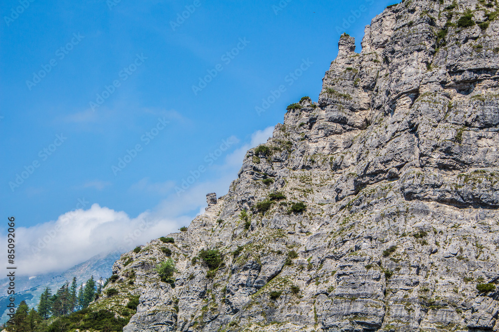 Naklejka premium Fels in den Ötschergräben mit Ötscher im Hintergrund