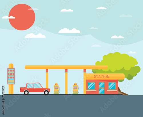 Gas station vector illustration © mix3r