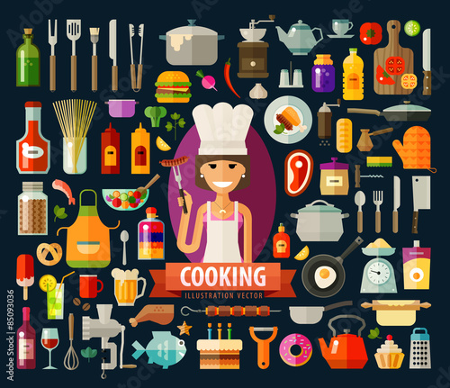 cooking vector logo design template. food preparation or chef