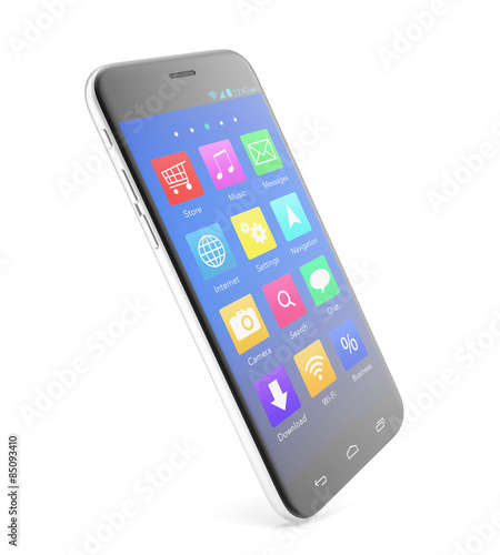 Smartphone touchscreen phone with applications on the screen