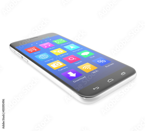 Smartphone touchscreen phone with applications on the screen