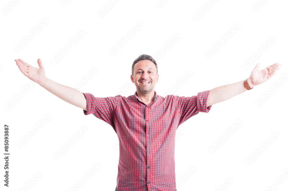 Happy man with arms wide open Happy man with arms wide open