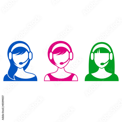 Support or call center woman icons