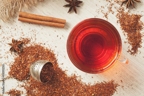 Healthy superfood beverage rooibos african tea with spices photo