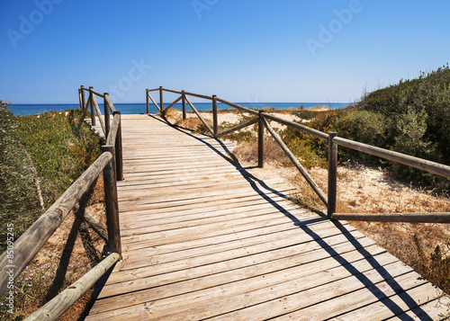 Denia beach wooden boardwalk