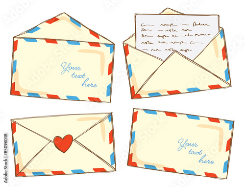 set of mail in doodle style
