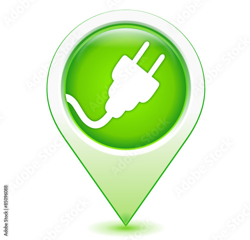 prise électrique sur marqueur géolocalisation vert