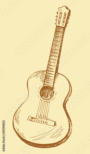 Classical acoustic guitar. Vector sketch