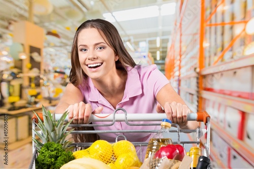Supermarket, Female, Shopping Cart.
