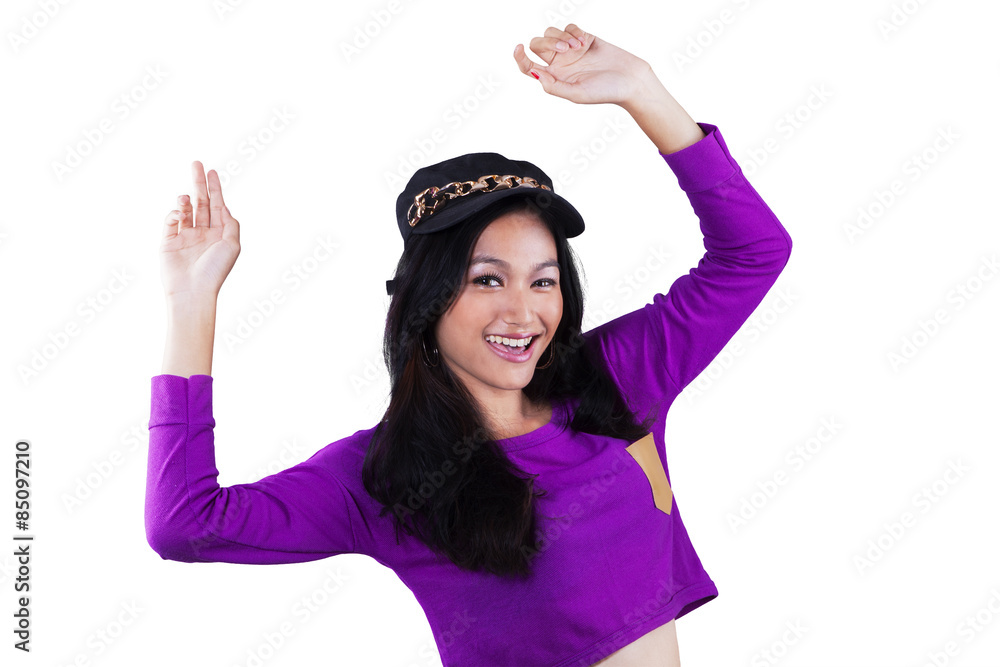 Happy teenage girl with modern style clothes Happy teenage girl with modern style clothes