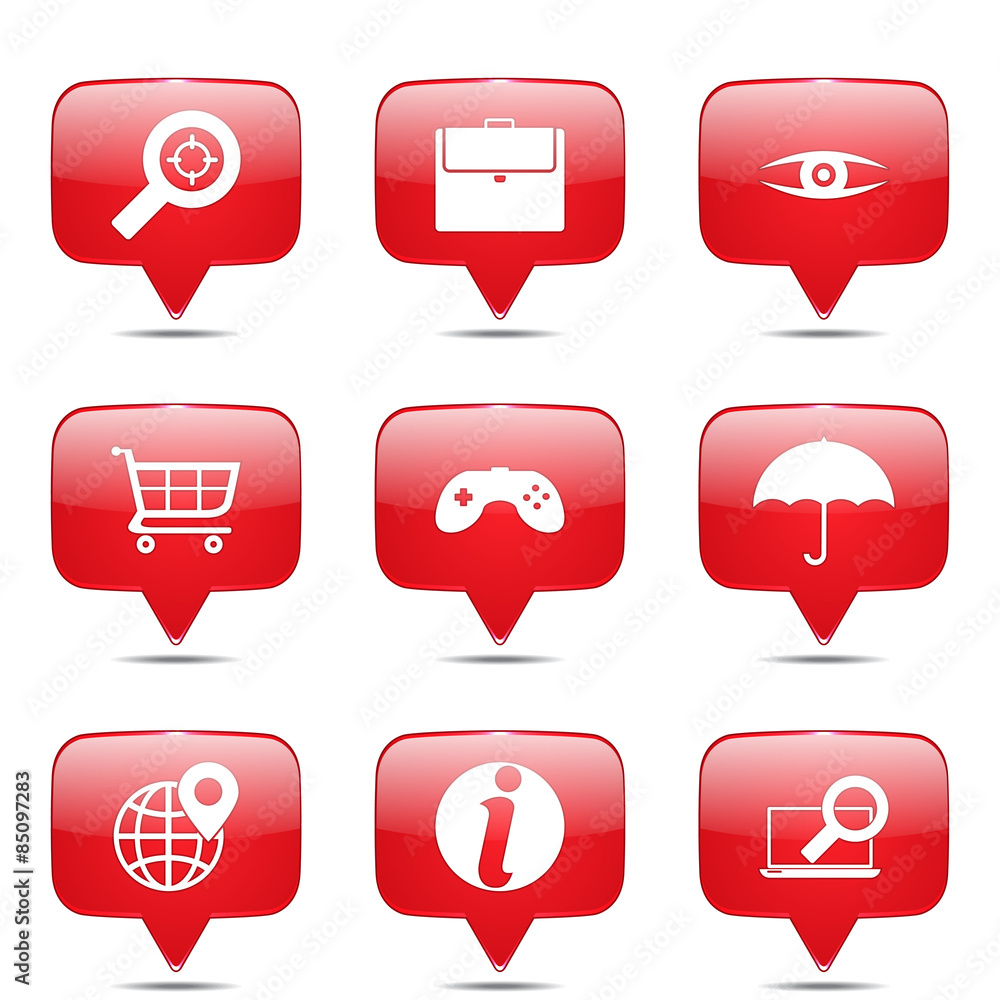 SEO Internet Sign Square Vector Red Icon Design Set 10