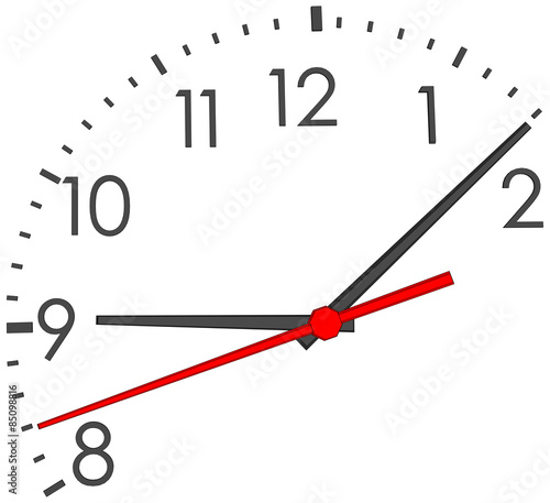 Clock face with red second hand