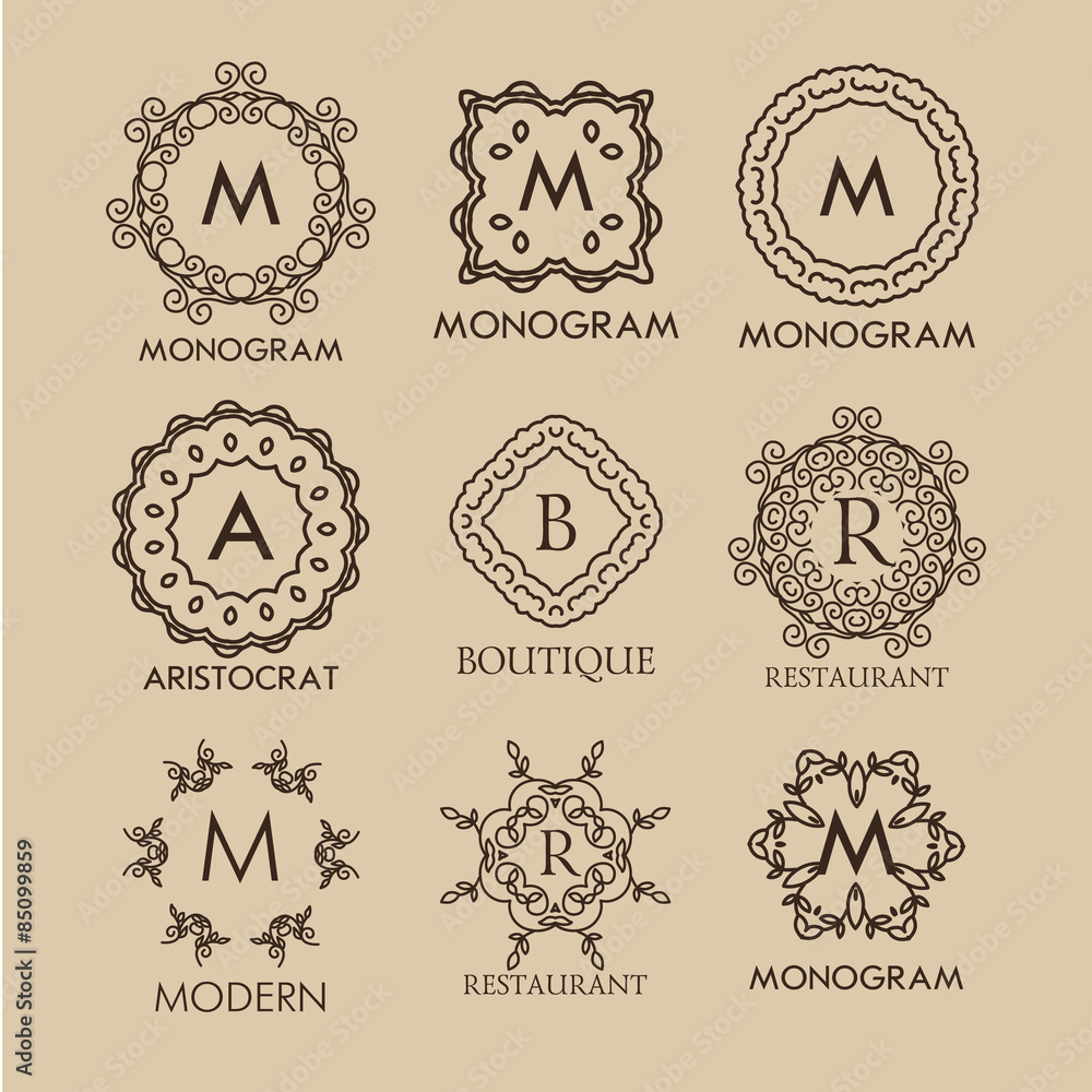 Set of  simple and elegant  monogram designs