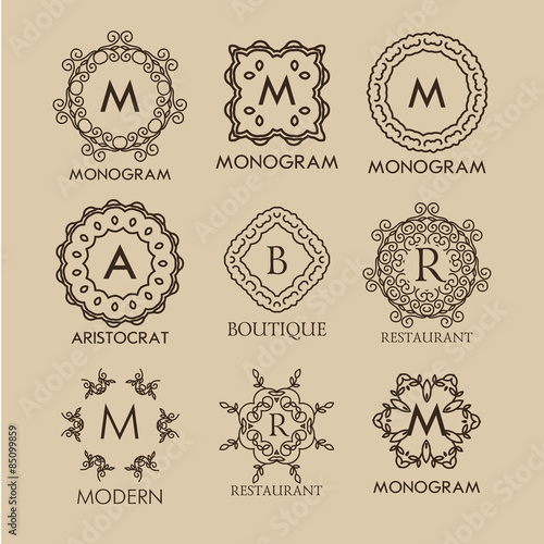 Set of  simple and elegant  monogram designs