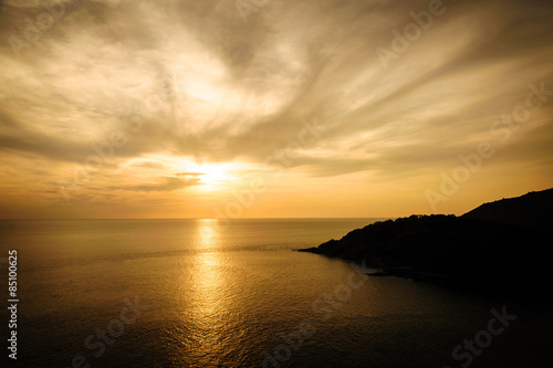 Silhouette with color of the sunset, Phuket Thailand © jimbophotoart