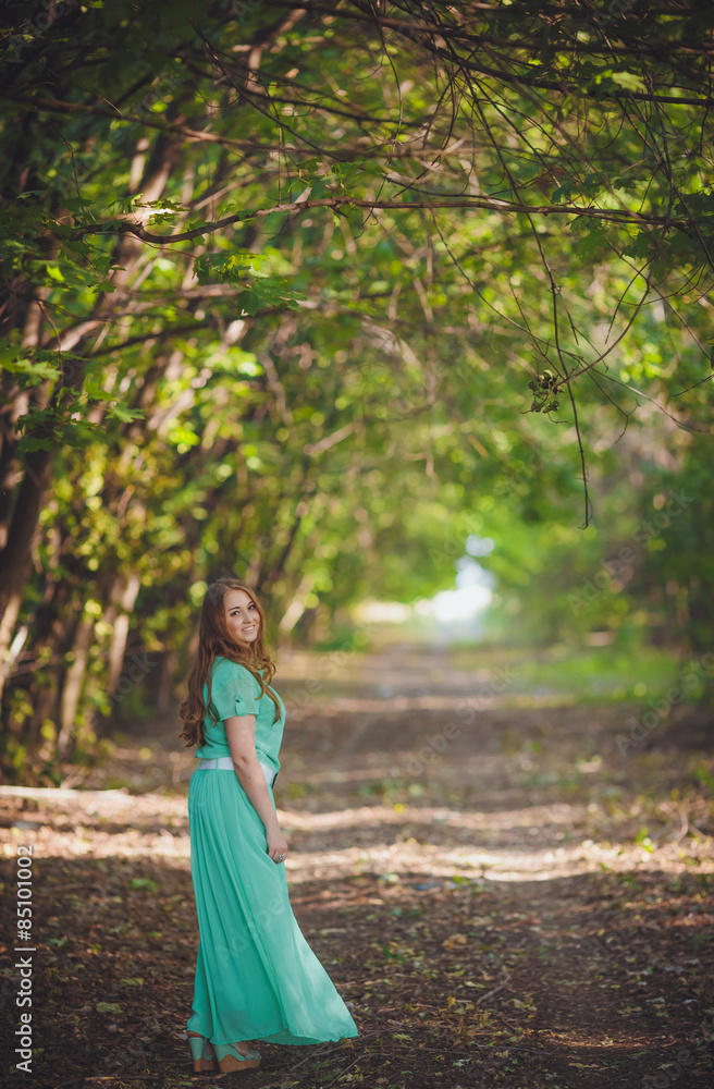 Candid skipping carefree adorable woman in field Candid skipping carefree adorable woman in field