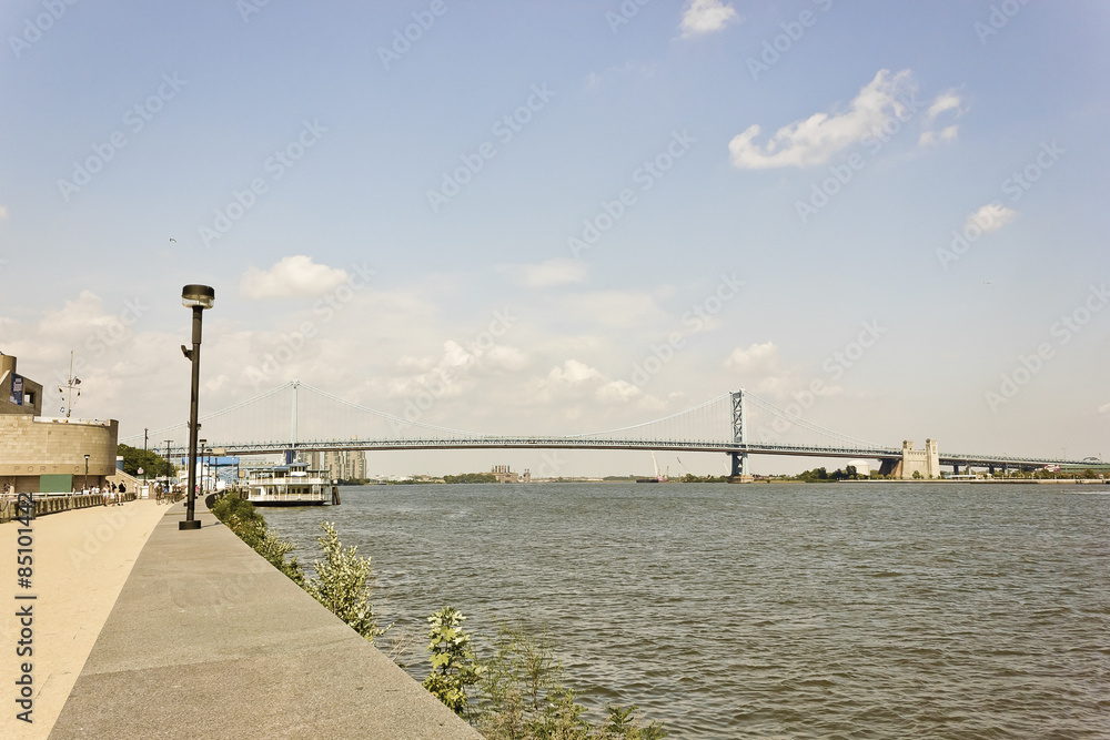 View of Benjamin Franklin Bridge & the Delaware River