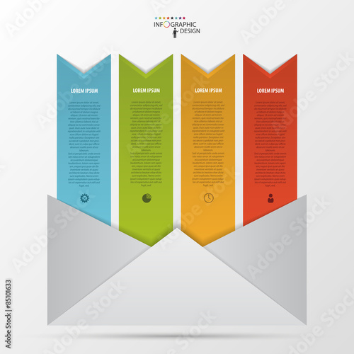 Abstract paper envelope infographics template. Vector