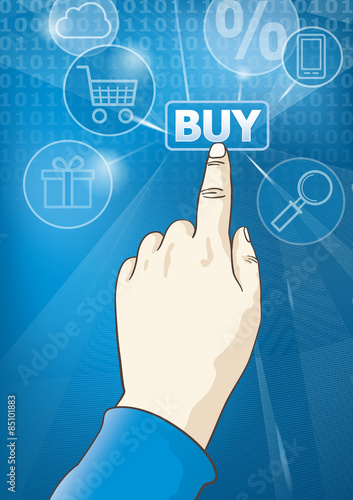 Hand pressing the buy button