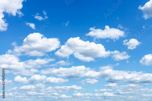 many white clouds in summer blue sky