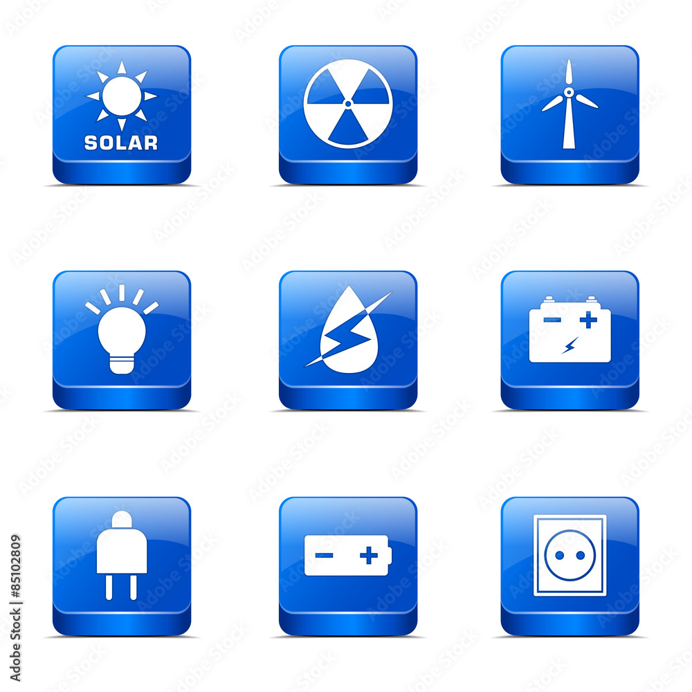 Energy Sign And Symbol Square Vector Blue Icon Energy Sign And Symbol Square Vector Blue Icon
