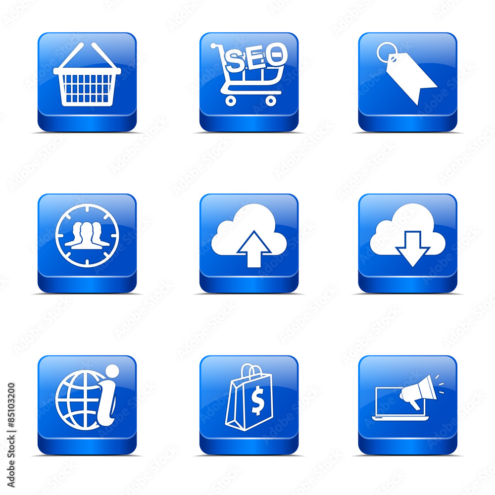 SEO Internet Sign Square Vector Blue Icon Design Set 7 SEO Internet Sign Square Vector Blue Icon Design Set 7