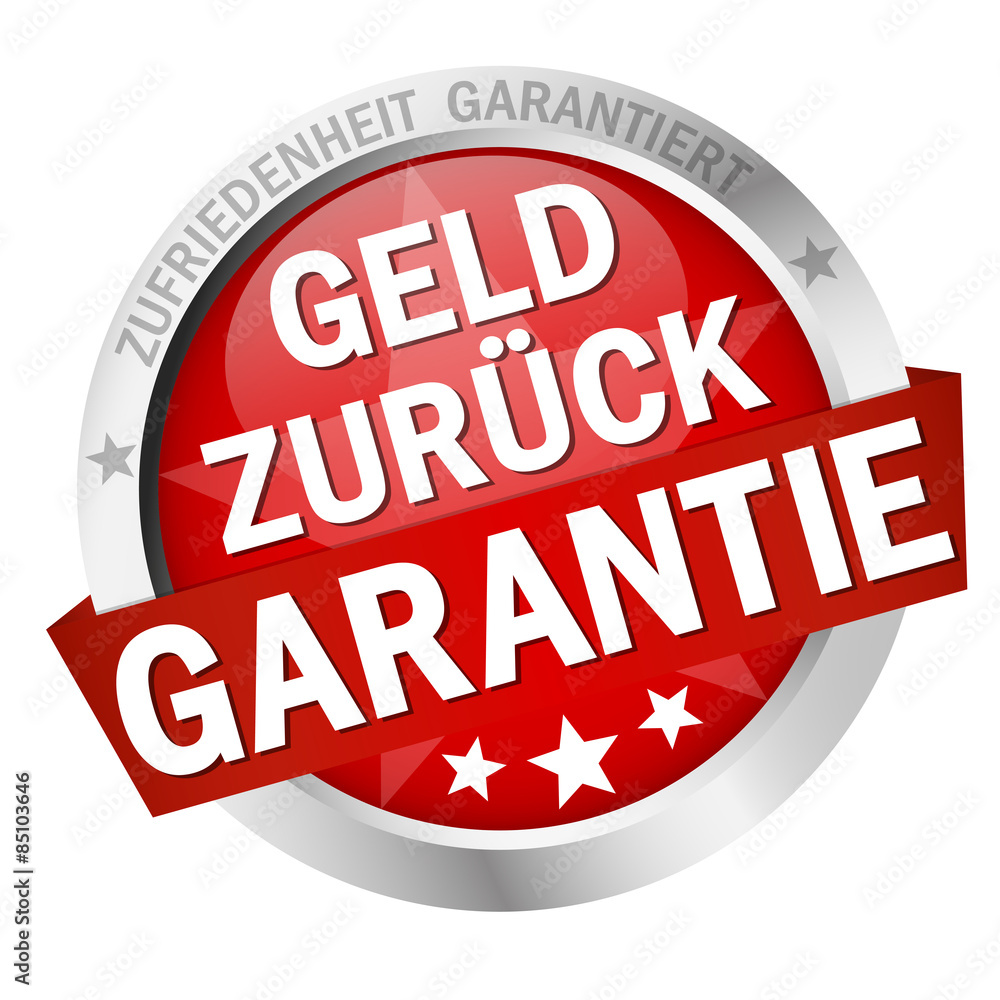 Button with banner Geld zurück Garantie Button with banner Geld zurück Garantie