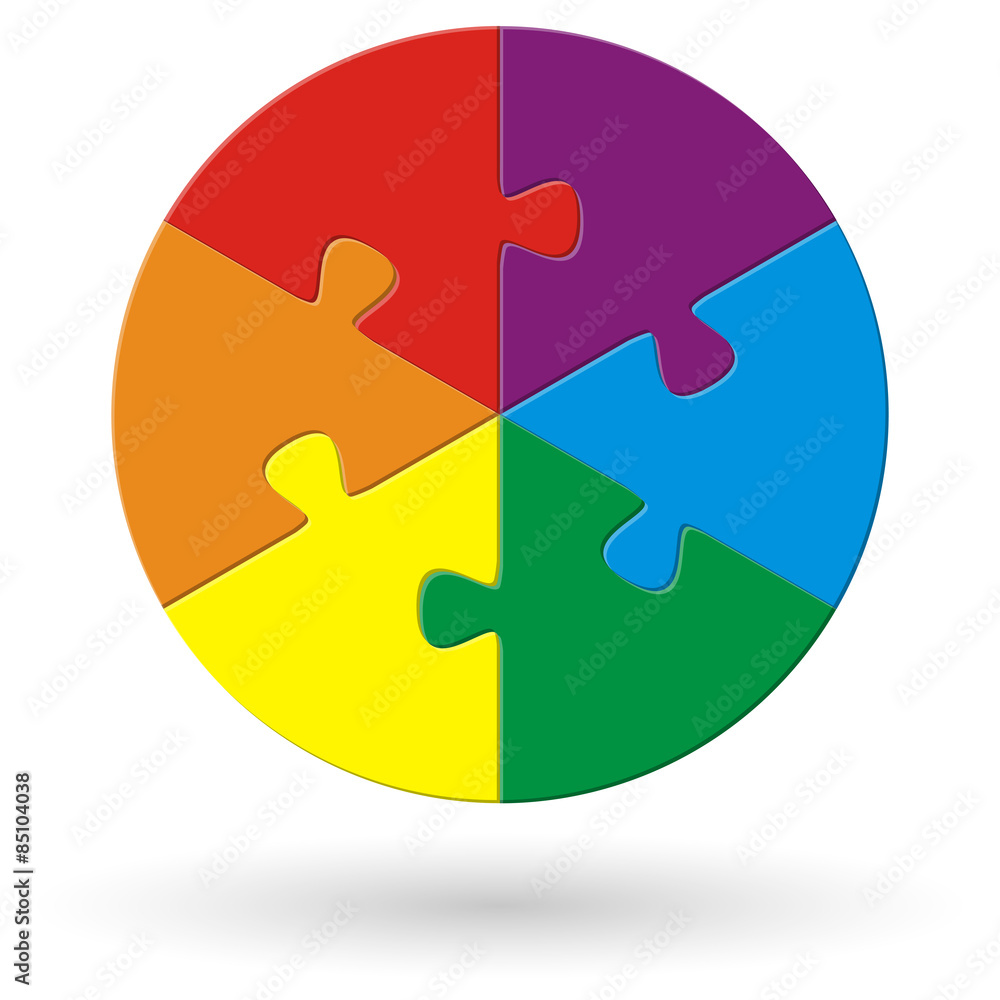 round puzzle with 6 options round puzzle with 6 options