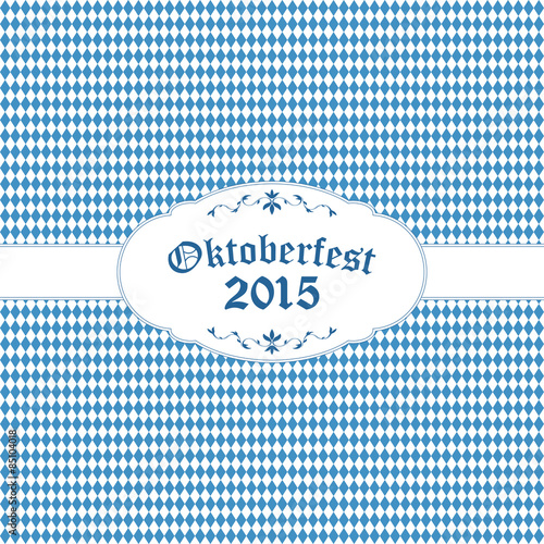 Oktoberfest background with blue-white checkered pattern