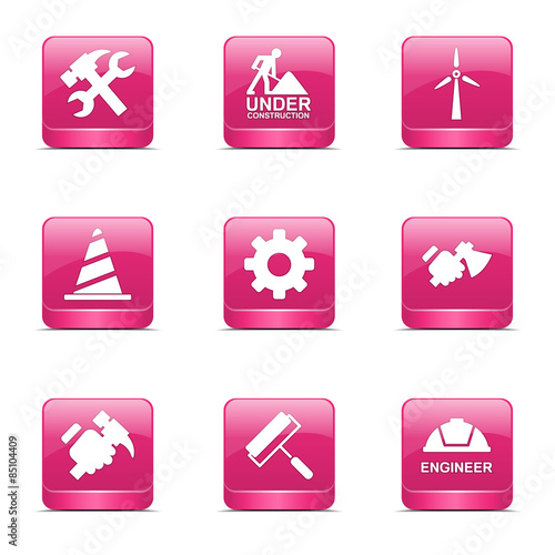 Construction Tools Square Vector Pink Icon Design Set 2 photo