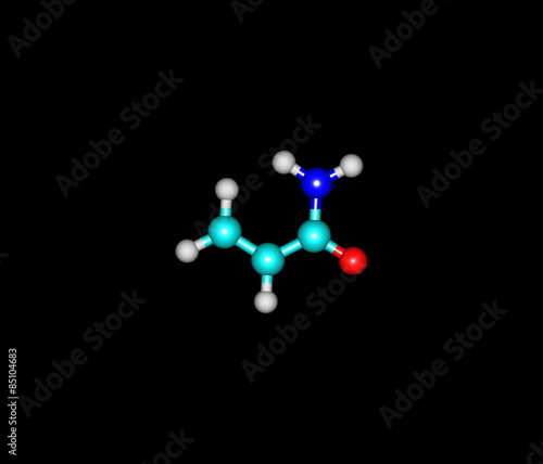 Acrylamide molecule isolated on black