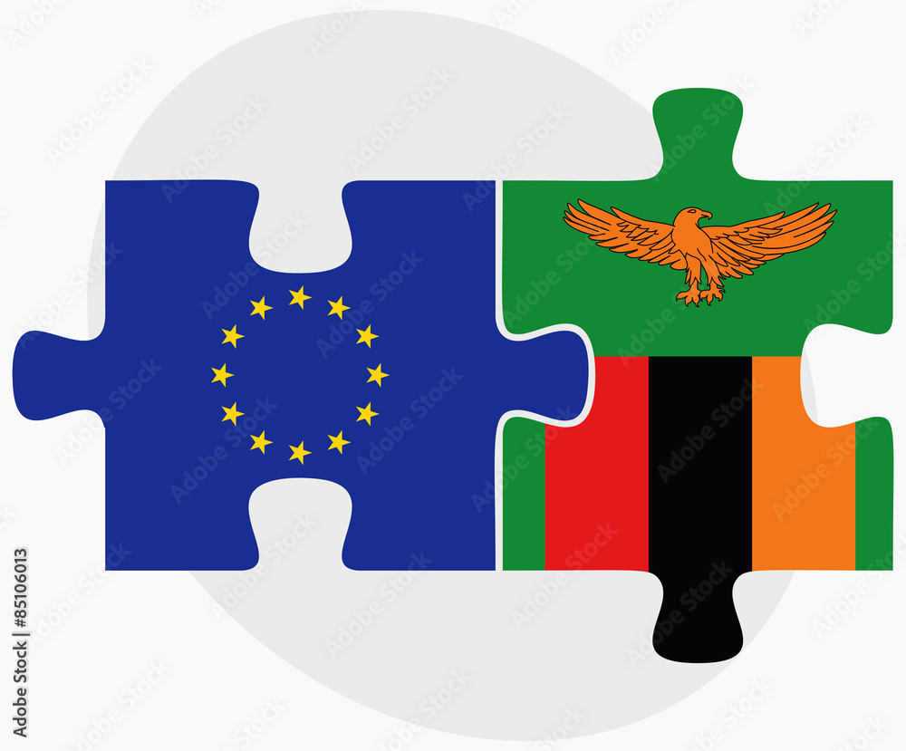 European Union and Zambia Flags