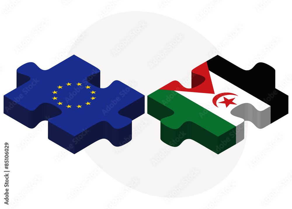 Fototapeta premium European Union and Western Sahara Flags
