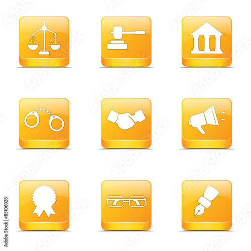 Law Sign Square Vector Yellow Icon Design Set photo