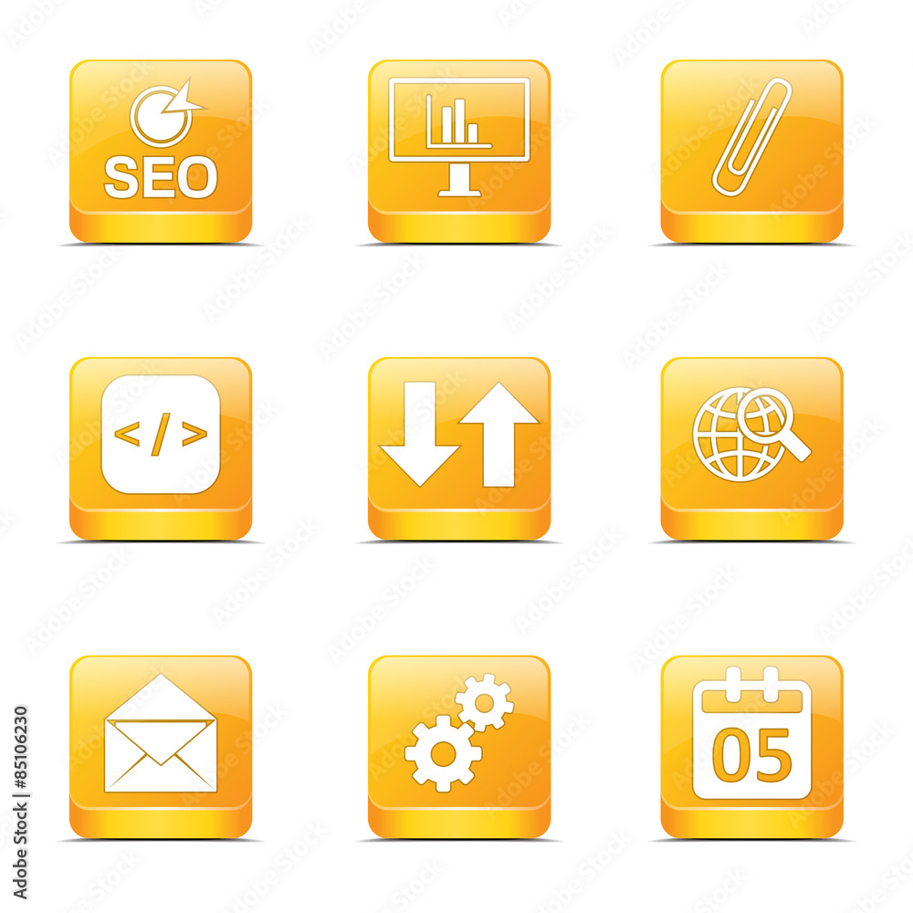 SEO Internet Sign Square Vector Yellow Icon Design Set 6 SEO Internet Sign Square Vector Yellow Icon Design Set 6