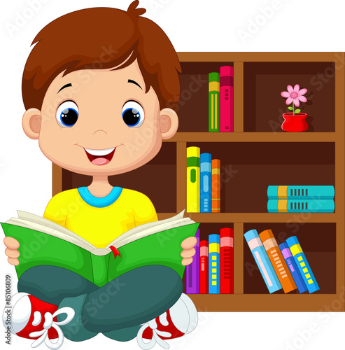 Little boy reading a book