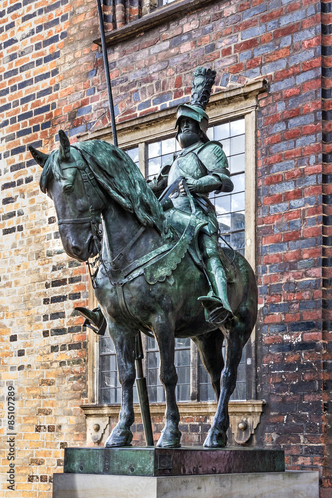 Medieval knight horseman sculpture, Bremen, Germany